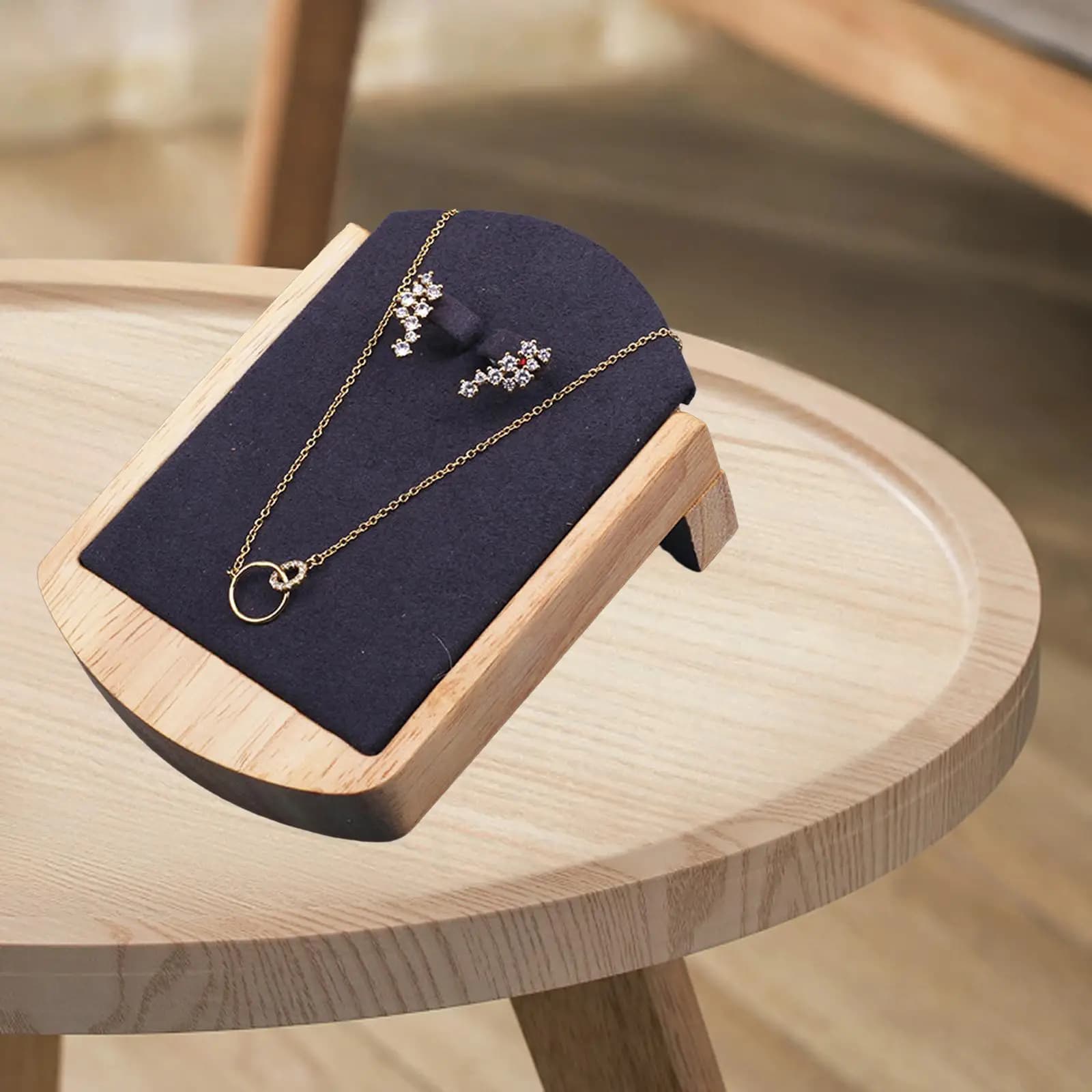 Earrings Display Rack Pendant Necklace Holder Wood Earring Display Stand for