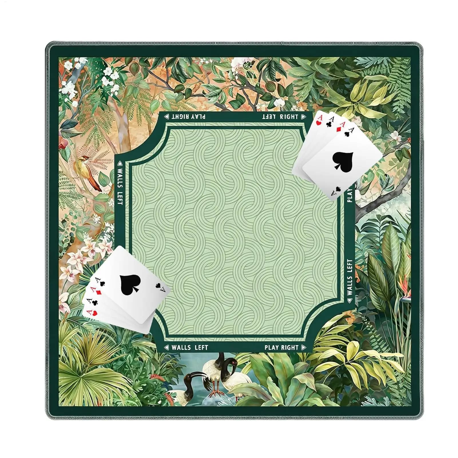 Mahjong Mat For Table 31.5x31.5Inch Non-Slip Noise Reduction Tropical Plants Portable Mahjong Game Mat For Tile Games Home Dorm
