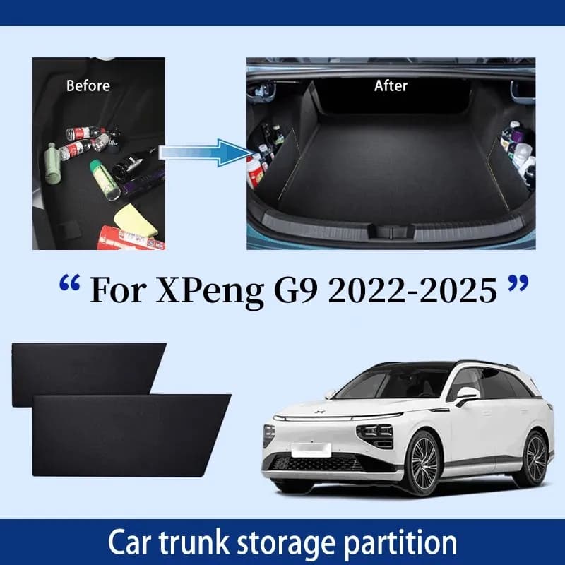Accessori auto per XPeng G9 2022-2026 Ispessimento Tronco Partizione di Stoccaggio Multifunzione di Stoccaggio Auto Parti Interni Organizzatore