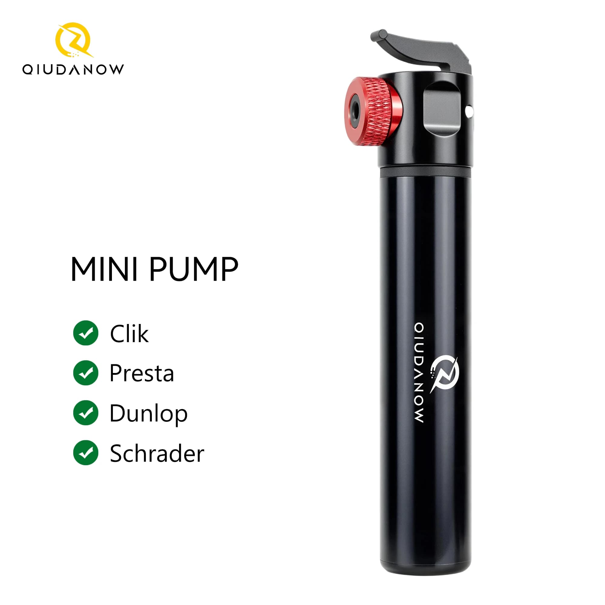 Mini Pompa per Bicicletta Extra 110PSI in Lega di Alluminio con Ugello a Scatto per Valvole Presta/Schrader/Clik Gonfiatore Portatile per Pneumatici