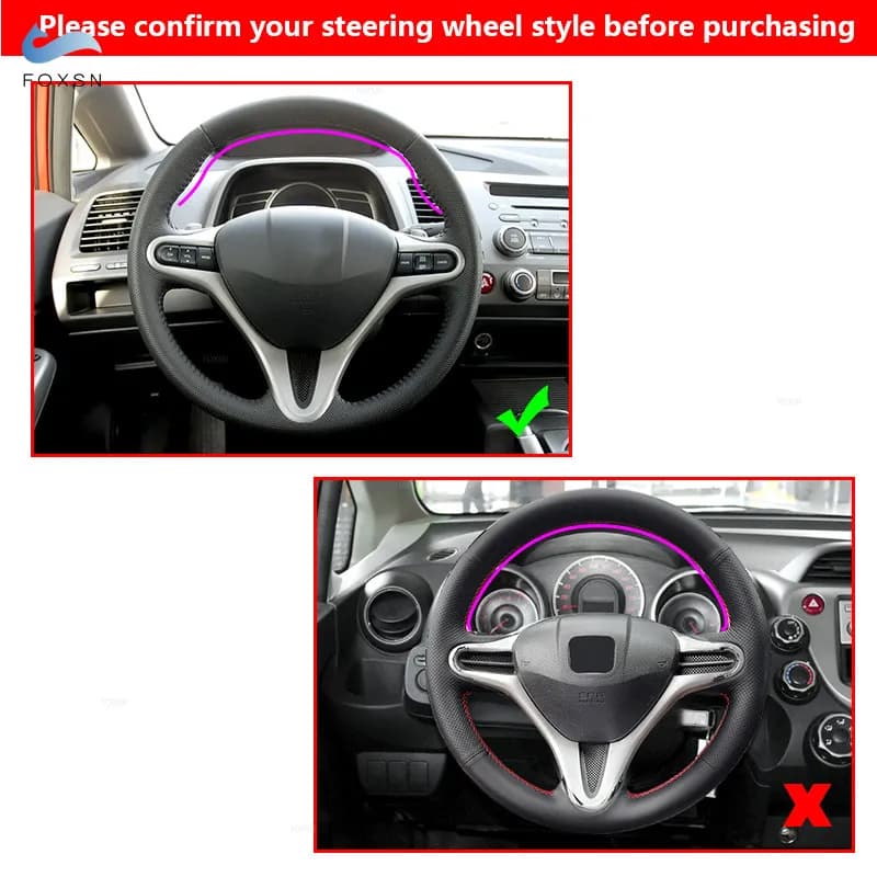 For Honda Civic 8th MK8 2005 2006 2007 2008 2009 2009 2010 Car Styling Microfiber Leather Drilling Wheel Trim Cover