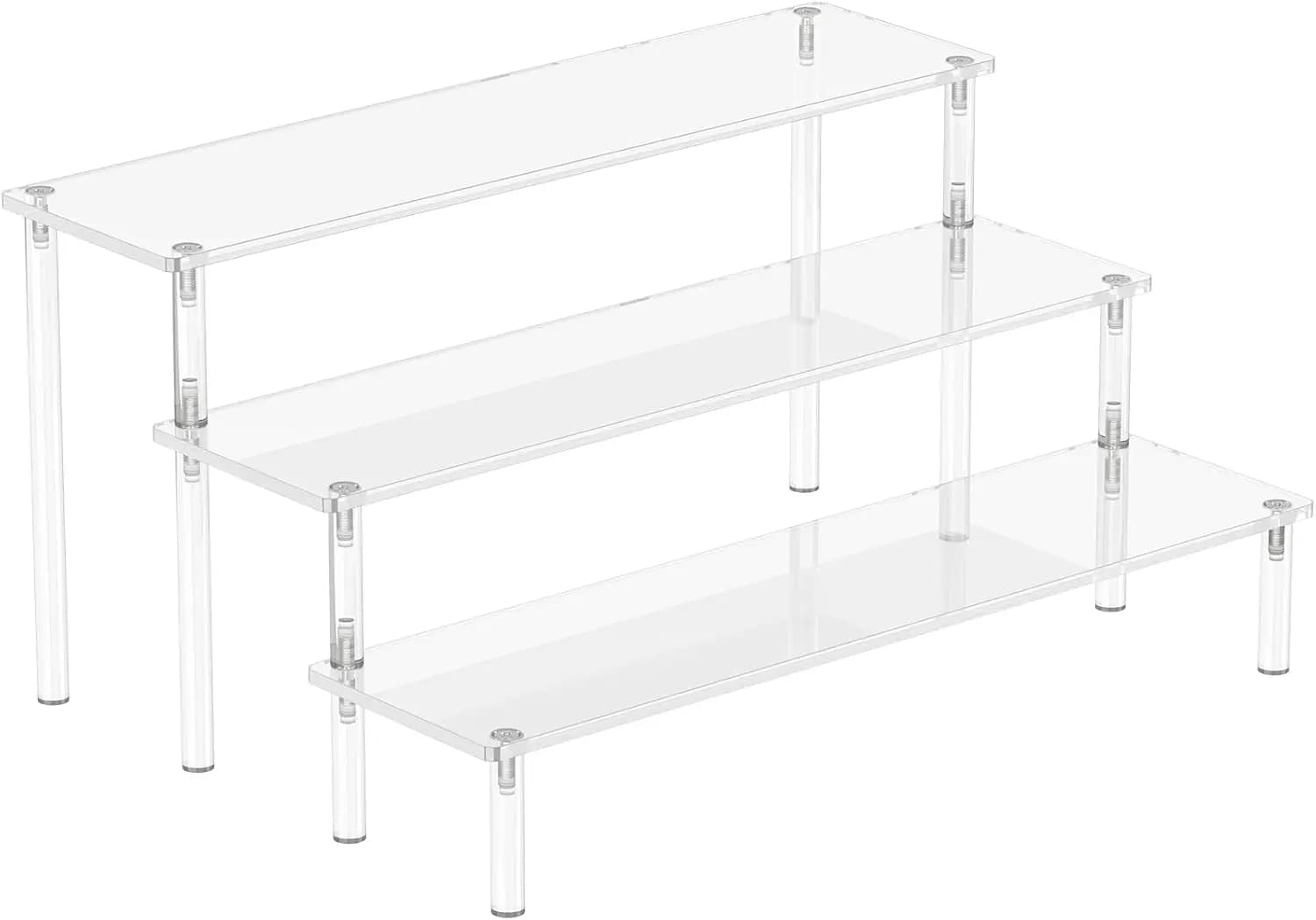 Espositore a 3 Livelli in Acrilico, Supporto Trasparente per Cupcake, Organizzatore per Profumi, Grande Ripiano per Statuette e Dessert, Decorazione per Feste