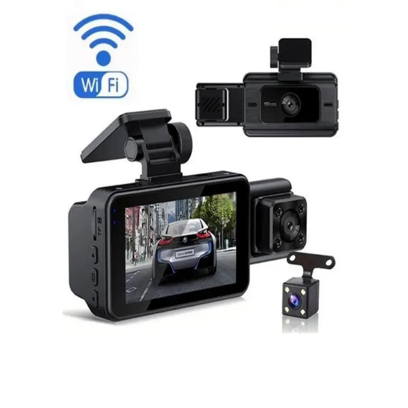 Wi-Fi dashboard camera with 3 lenses 64 GB TF card with 24 hour parking monitor G FHD 1080P DVR sensor for cars Front and rear camera for cars