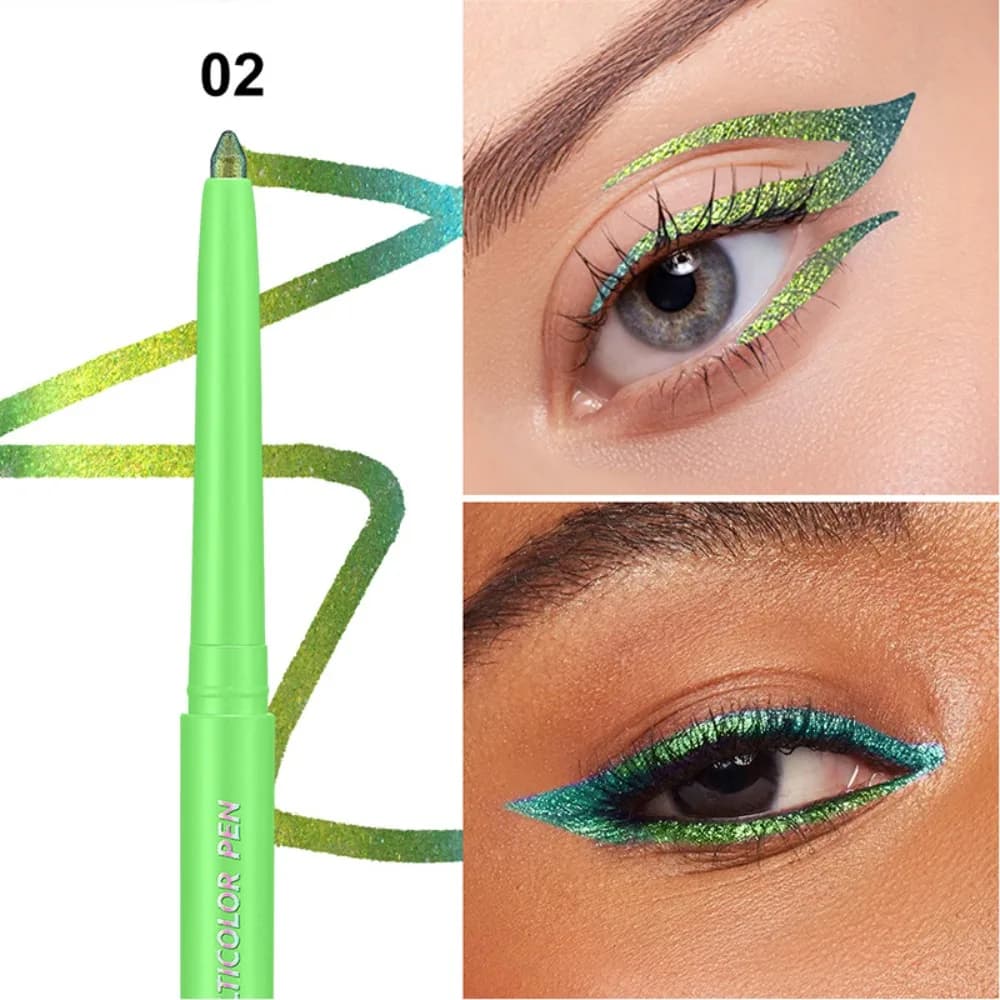 Long-lasting waterproof stick umbrella, smooth texture, eye makeup, multichrome glitter finish, glittered shade for woman