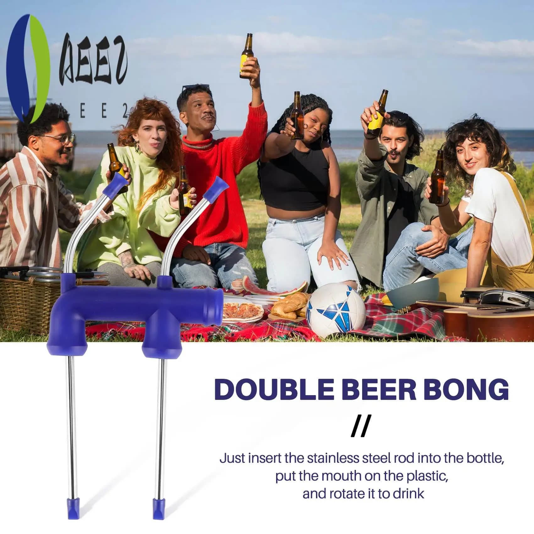 AEE2-Double Beer Snorkel Beer Dispenser for University Celebrations New Christmas Birthday Year