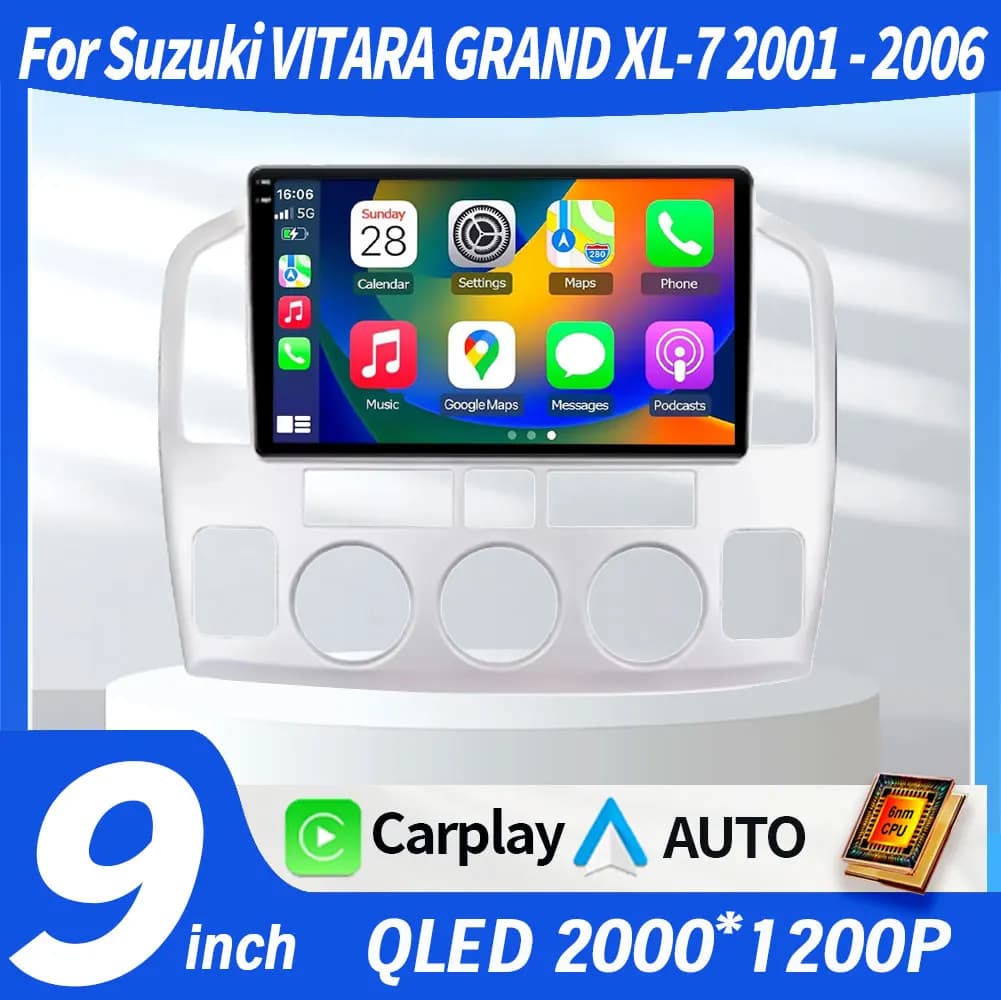 9 INCH Car Radio Android 15 Video Player Head Unit Stereo GPS Multimedia CarPlay For SUZUKI GRAND VITARA XL-7 2001-2006