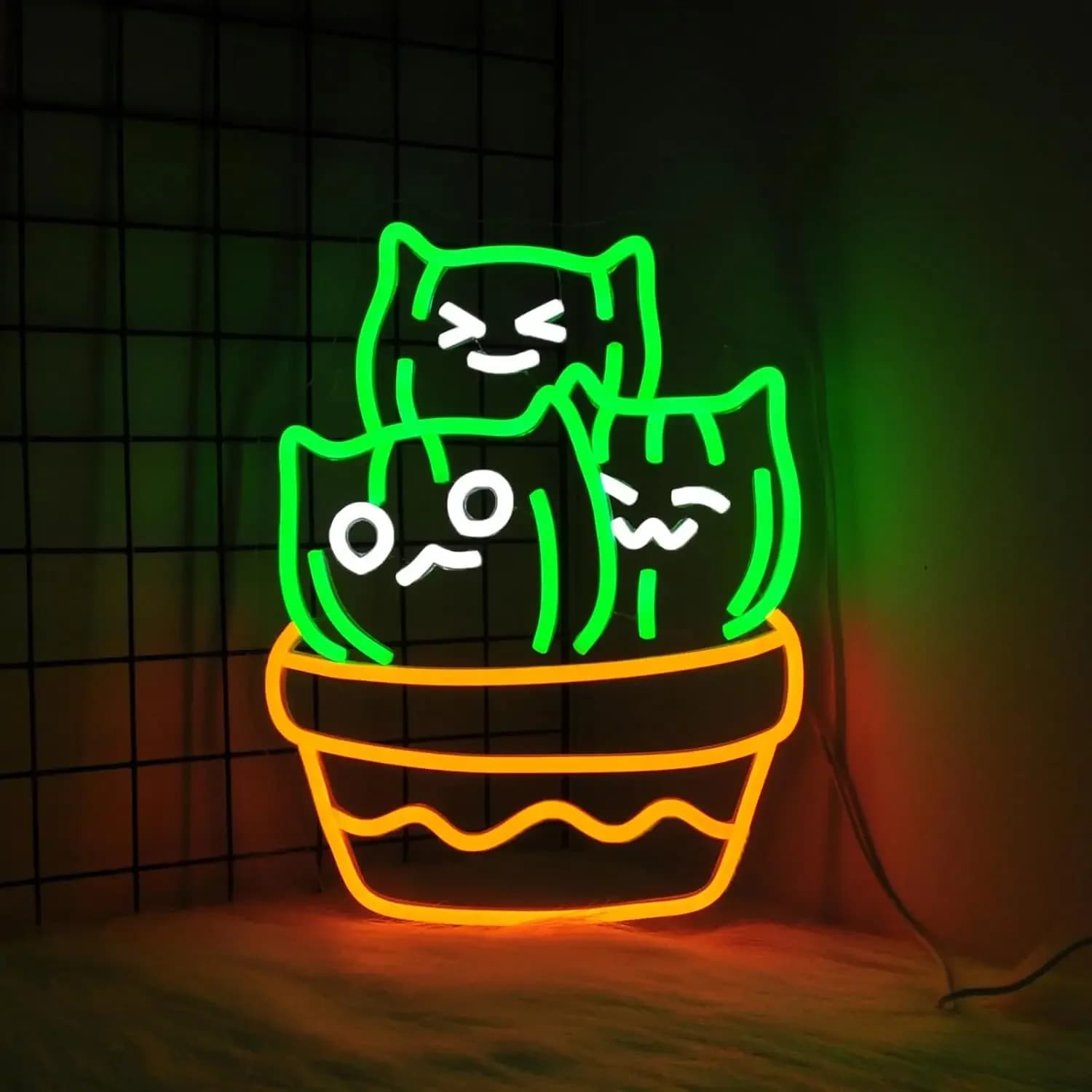 Cactus Cat LED Neon Light In vaso Gatto Insegna al neon Alimentazione USB Illuminazione regolabile Sala giochi Uomo Cave Bar Decorazione festa di compleanno