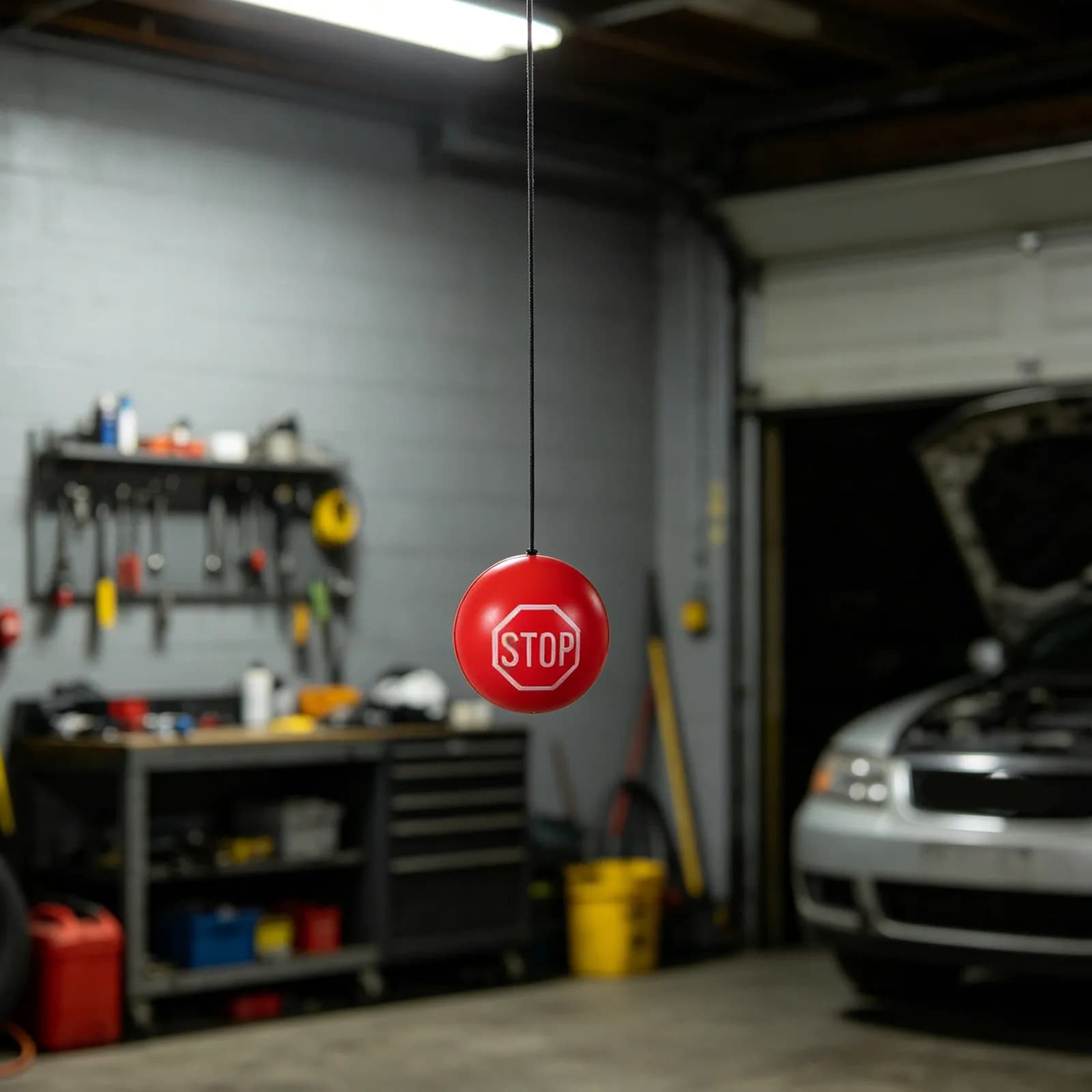 1Set Garage Tennis Ball Parking Aid Red 2.8 Inch Anti-Collision Car Stop Indicator Adjustable Hanging Elastic String Garage