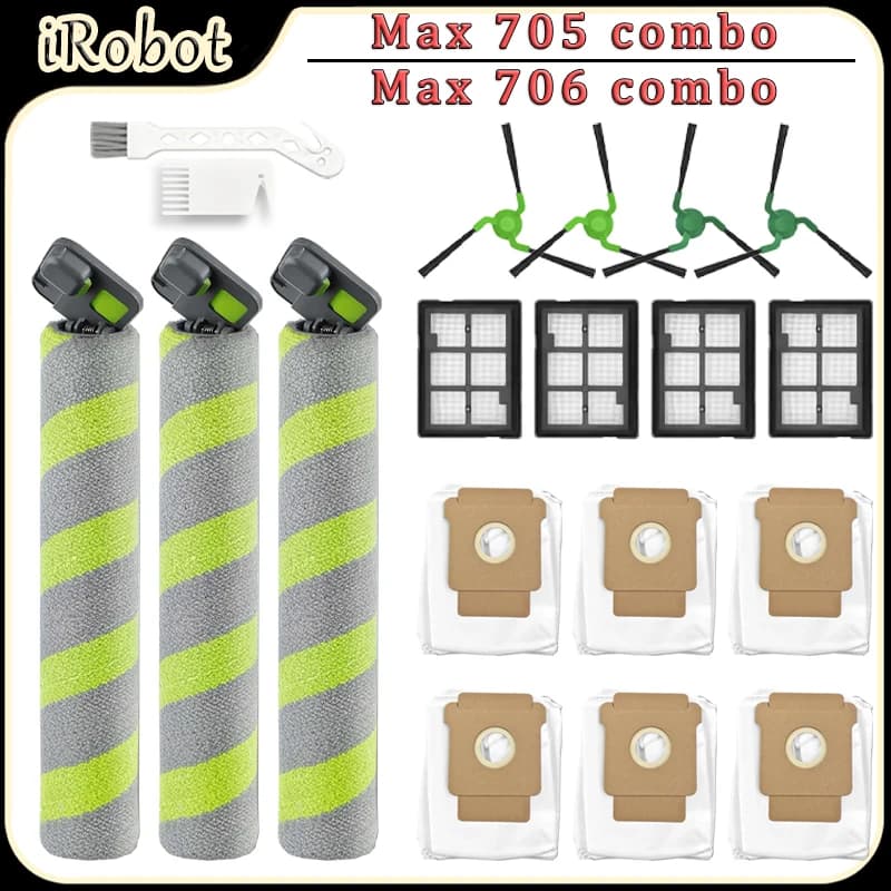 For iRobot Roomba Max 705 Combo Robot Vacuum Accessories Side Brush HEPA Filter Roller Mop Dust Bags Replacement Parts