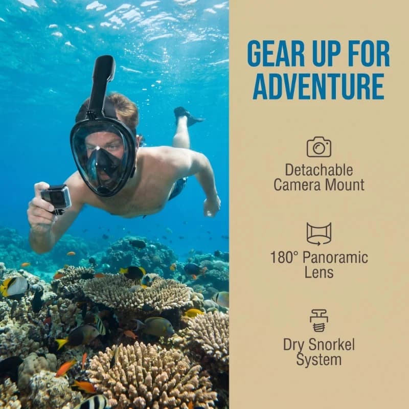 Maschera Subacquea Integrale Antiappannamento per Snorkeling e Immersioni, Maschera Respiratoria Impermeabile per Sport Acquatici all'Aperto