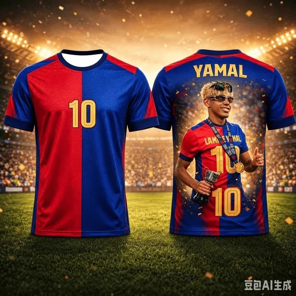 Lamine Yamal Trendy 3D Graphic Football Jersey Lightweight Breathable Fan Sportswear Limited Collection for Children Adults