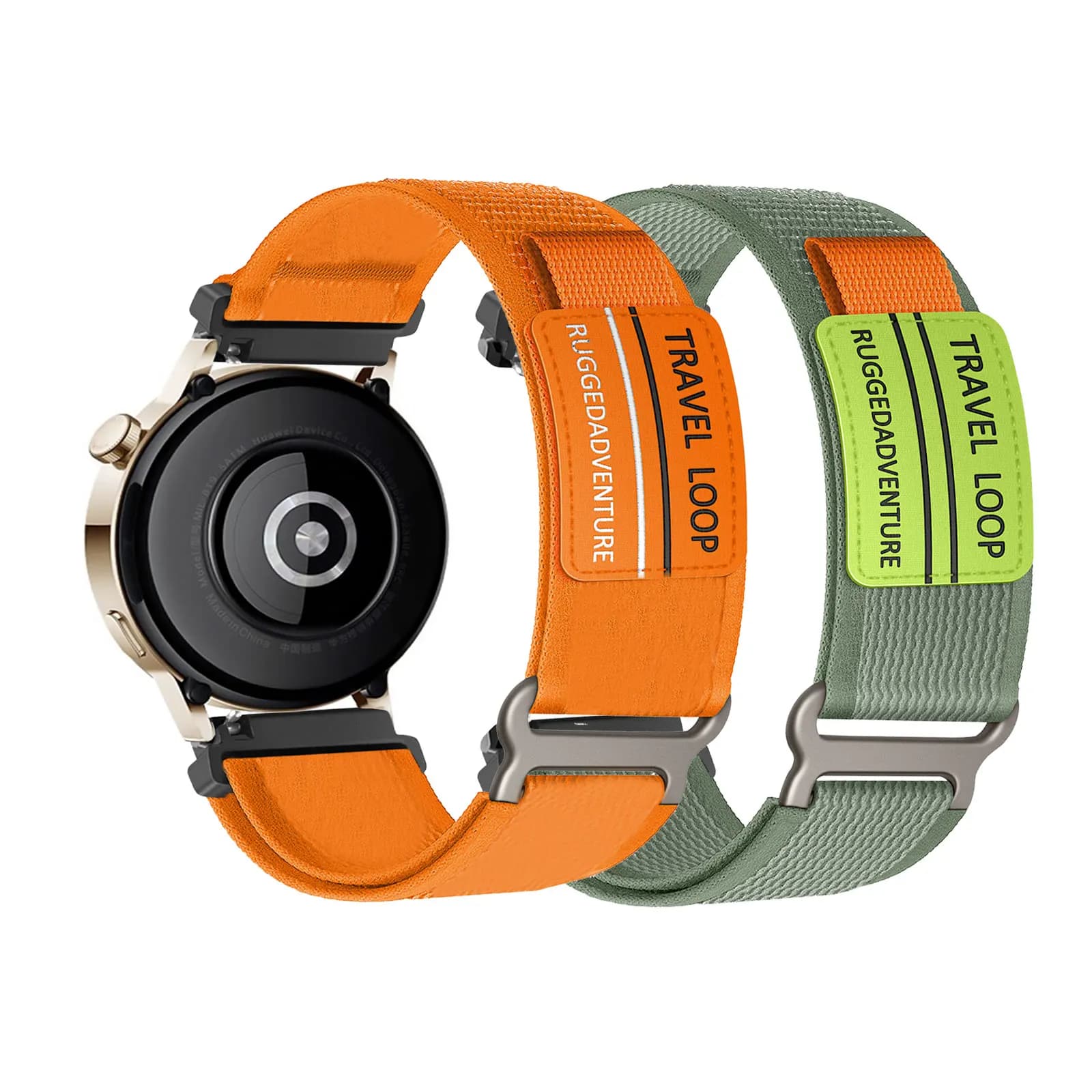 2 cinturini in nylon con velcro per Huawei Watch GT 42mm/GT 2 42mm/GT 3 Pro 43mm/GT 3 42mm/Watch 2