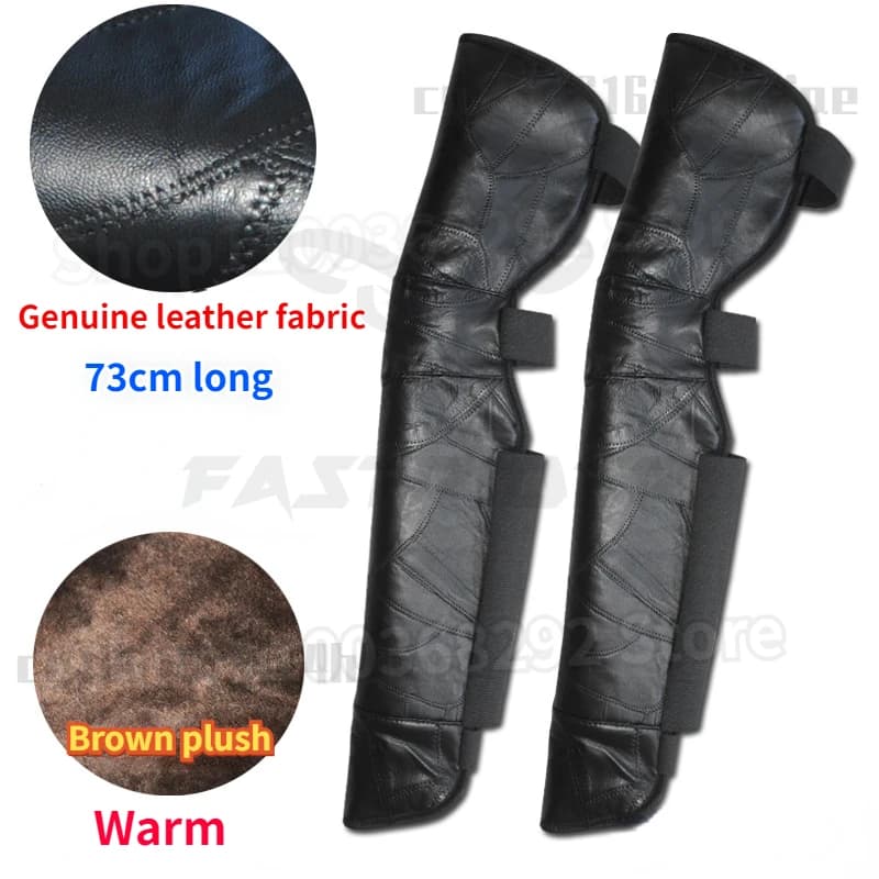 Ginocchiere da moto impermeabili estese in vera pelle per uomo donna Protezioni per le gambe calde antivento a prova di freddo per equitazione invernale