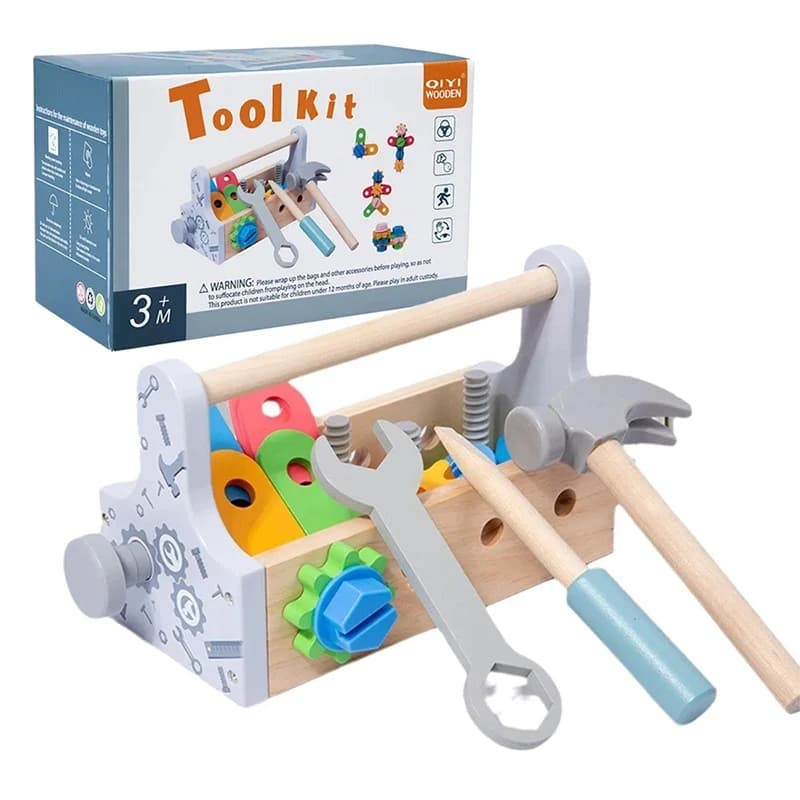 Wooden Toy Set Children Toolbox Nut Disassembly Screw Assembly Simulation Repair Educational Sensory Halloween Xmas Gift 2027^&*
