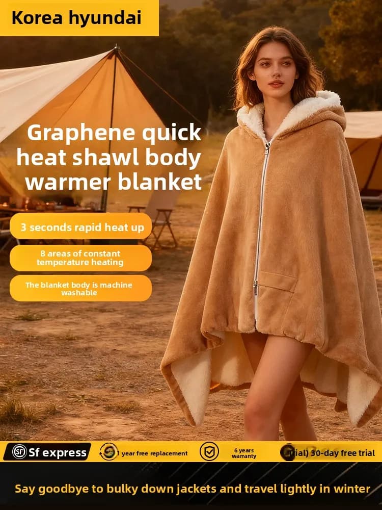 Electric heating shawl blanket cloak office nap blanket heating shawl outdoor camping warm-up