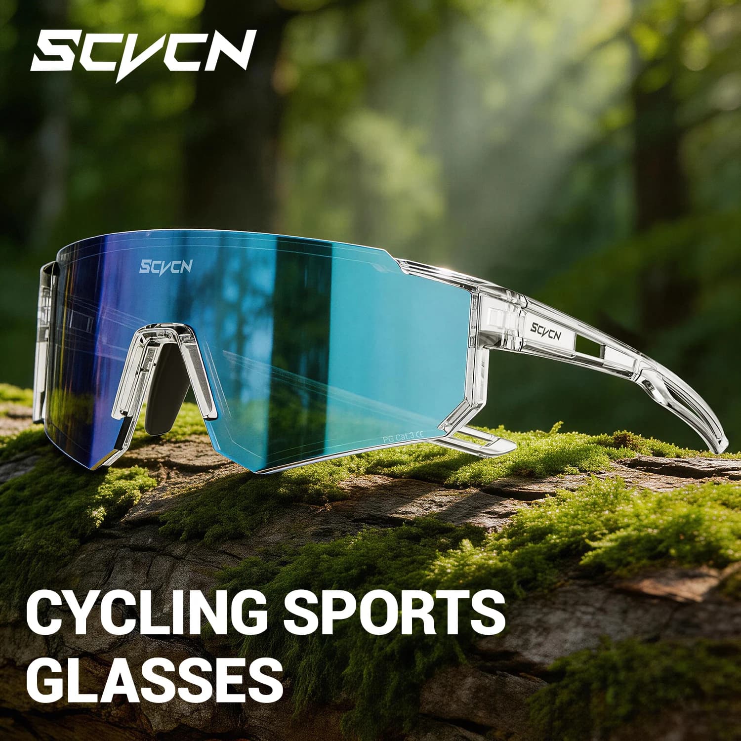 SCVCN Ultra Wide Frameless Sports Sunglasses Polarized Lightweight Bike Cycling Glasses Driving Fishing Camping Hiking Golf Wear