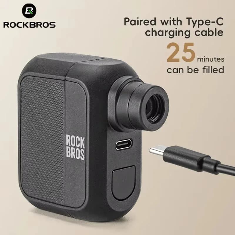 ROCKBROS Local Shipping Bike Mini Electric Pump 100PSI Fast Inflating Compact Portable Air Pump Type C Charging Powerful Power