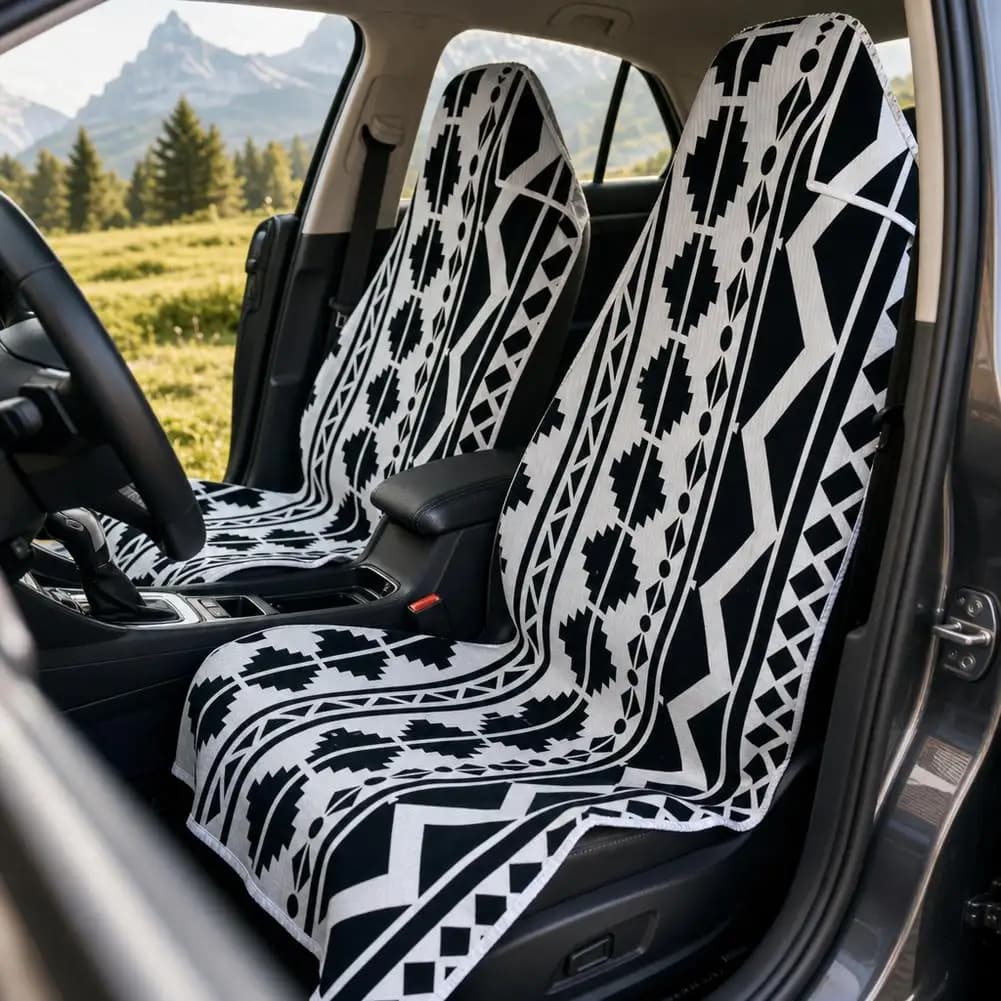 Portable Car Seat Cover Towel Soft Sweatproof Printed Beach Towel Mat Washable Auto Interior Seat Protector Universal