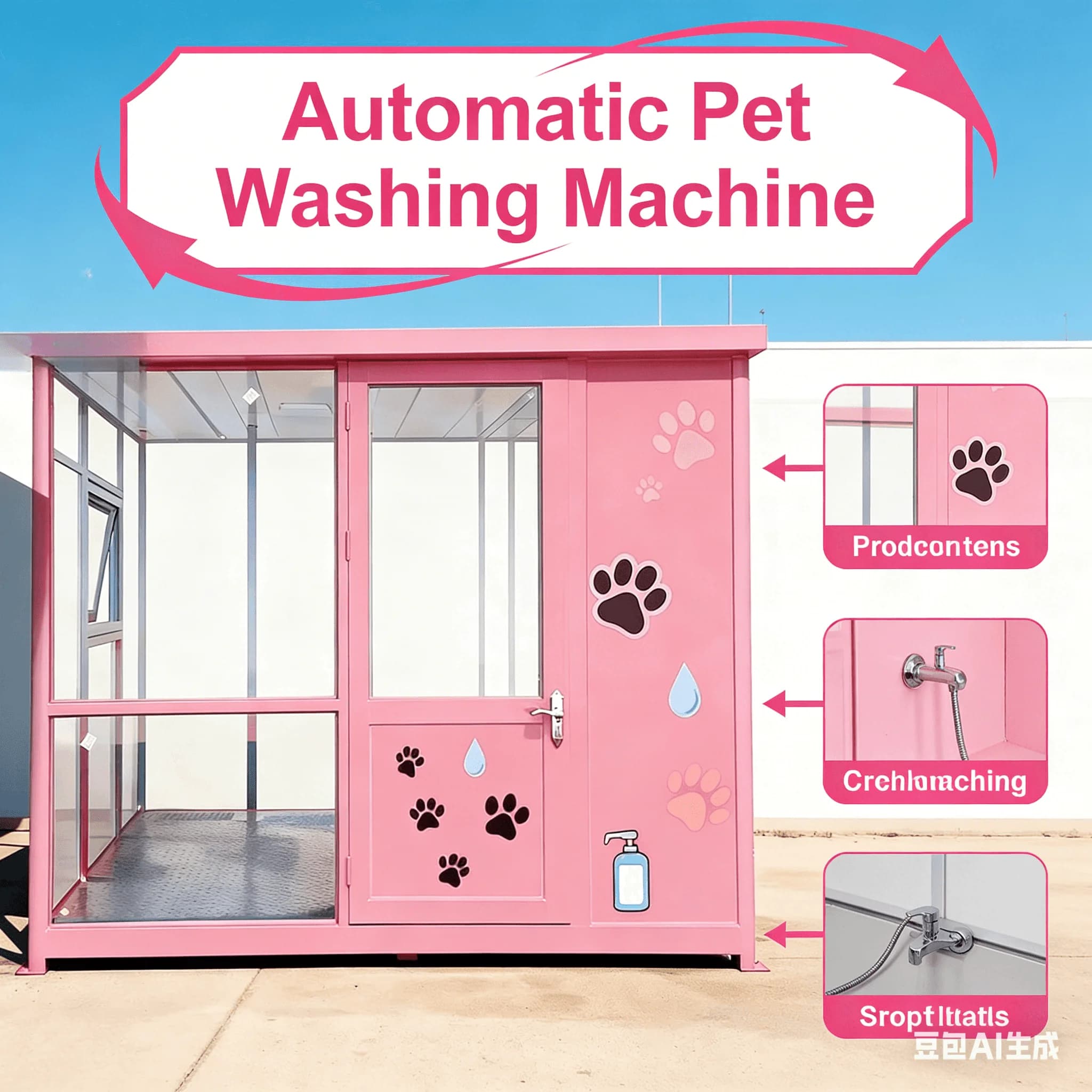 Lavatrice Intelligente per Animali Domestici con Sistema di Pagamento Personalizzato, Dispositivo Self-Service per il Bagno di Cani e Gatti per Stazioni di Toelettatura Commerciali