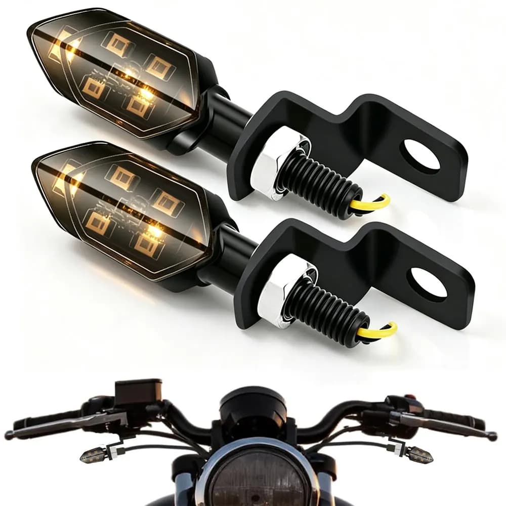 Mini LED Motorcycle Turn Signal Lights Sequential Front Rear Blinkers Indicators Universal Fits For Cruiser Touring Street Bikes