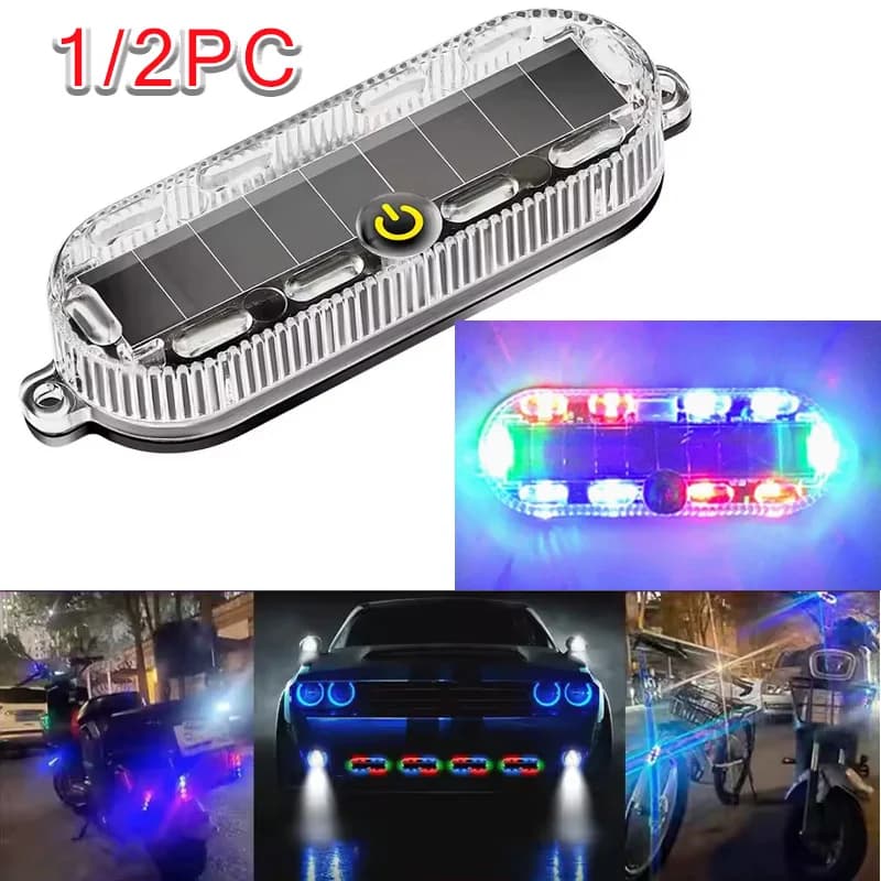 1/2PC Car Flashing Warning Light Solar Charging-free Anti-rear Collision And Explosion-proof Safety Light Motorcycle Tail Light