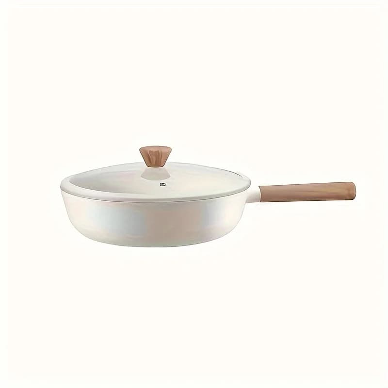 Hoarbar Padella Antiaderente da 11 Pollici, Pentola in Ceramica da 5QT, Riscaldamento Uniforme, Manico Anti-Calore, Nero/Bianco