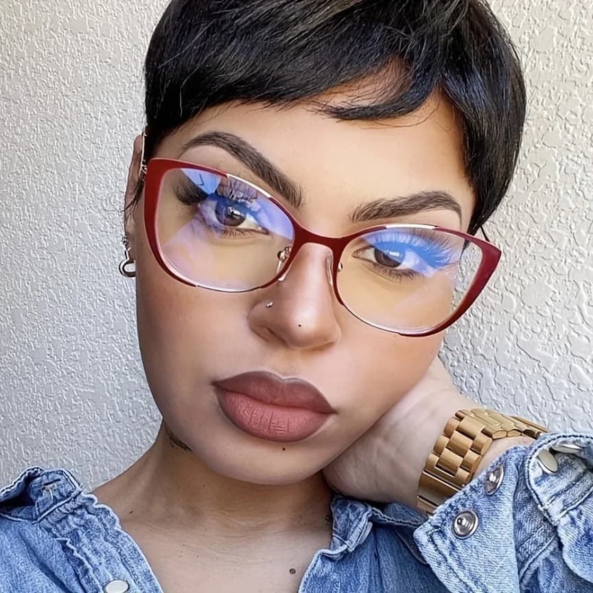 1pc Women's Cat Eye Glasses with Metal Frame and Plain Lenses Vintage-Style Hinge Design