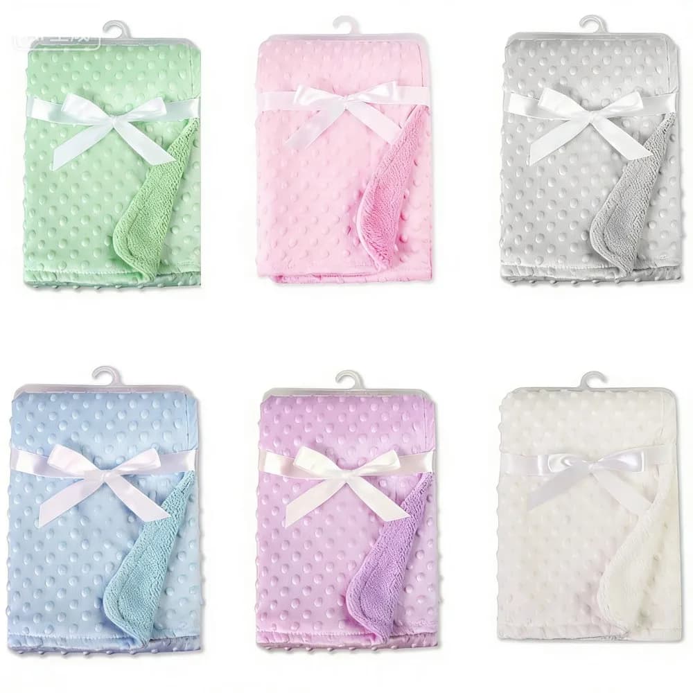 Minky Dot Baby Blanket Warm Plush Fleece Infant Stroller Cover Toddler Sleep Bedding Newborn Gift Muslin Blanket Baby Swaddle