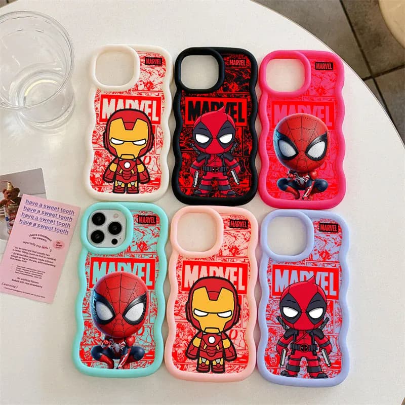 Custodia per telefono Marvel con Ironman, Deadpool, Spiderman, colori caramella, per iPhone 17, 16, 15, 14 Plus, 11 Pro Max, 13, 12, 17 Air, 17E, 16E