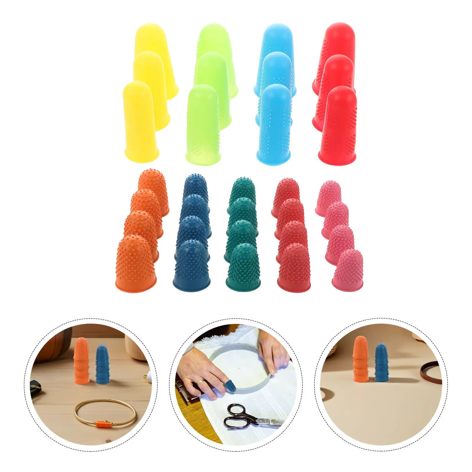 32 Pezzi Guanti in Silicone per Dita, Protezioni Riutilizzabili Resistenti al Calore per Cucito, Ricamo e Feltro