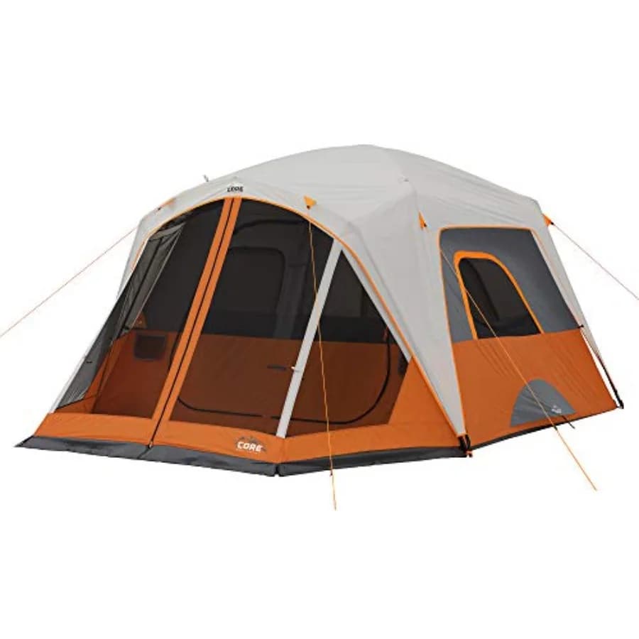 Tenda per Campeggio Familiare | Tenda da campeggio portatile per 6 persone con borsa per il trasporto, ideale per il campeggio all'aperto in auto | Organizer per attrezzatura da loft incluso per