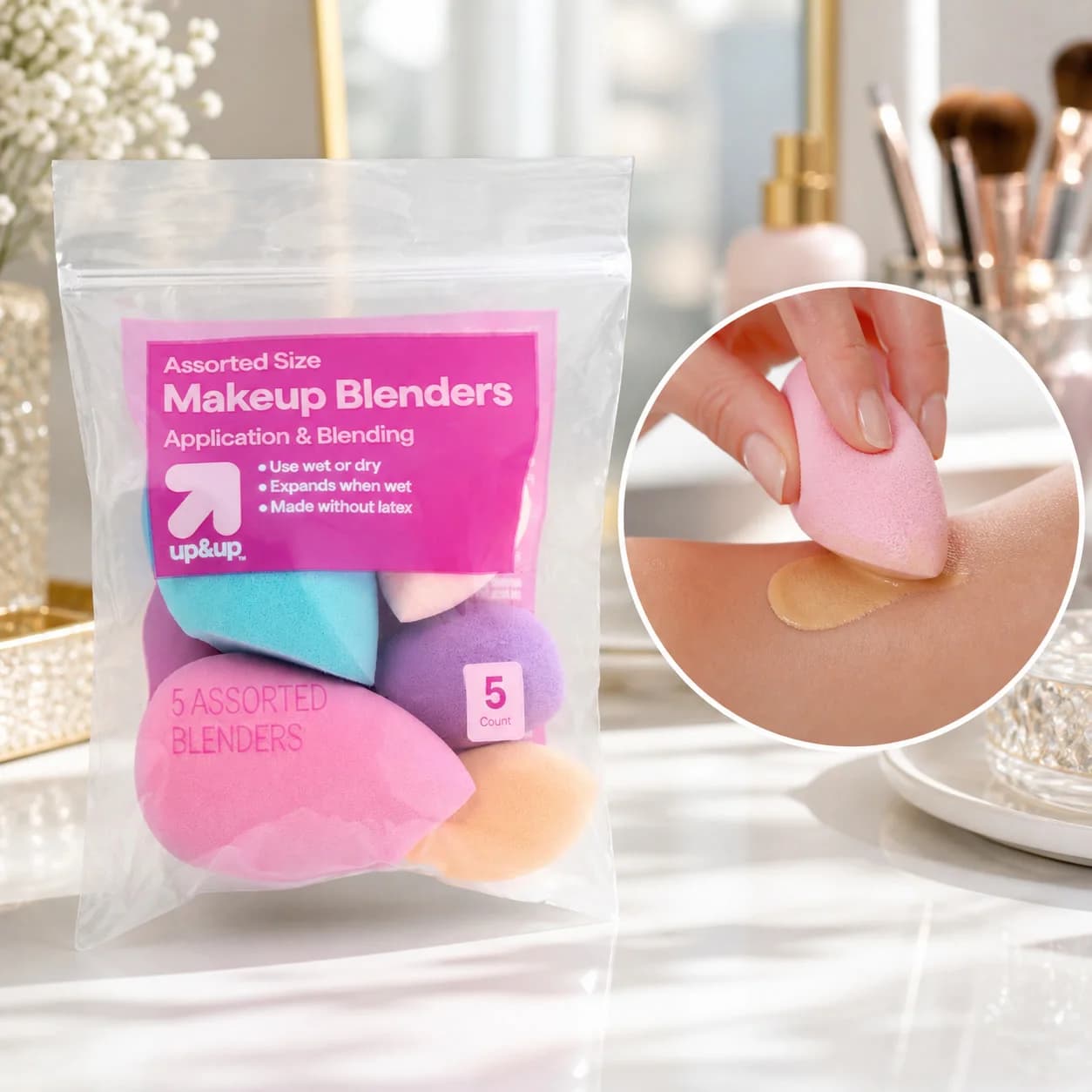 Assorted Shape Makeup Blender Sponge 5ct, Soft Latex-Free Beauty Puff For Foundation Concealer Smooth Blending