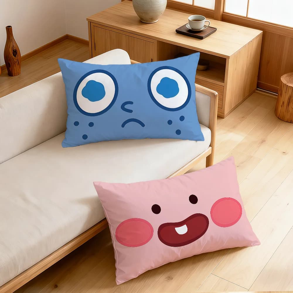 Funny pillowcase with animated cardboard face, cute meme, rectangular pillowcase for sofa, living room, bedside table, dorm, house, gift