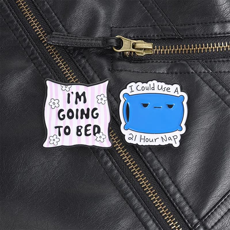 I Could Use A 21 Hour Nap Blue Pillow Pin Exhausted Expression Relatable Mood for Sleep Deprived Adults Everyday Bag Decoration