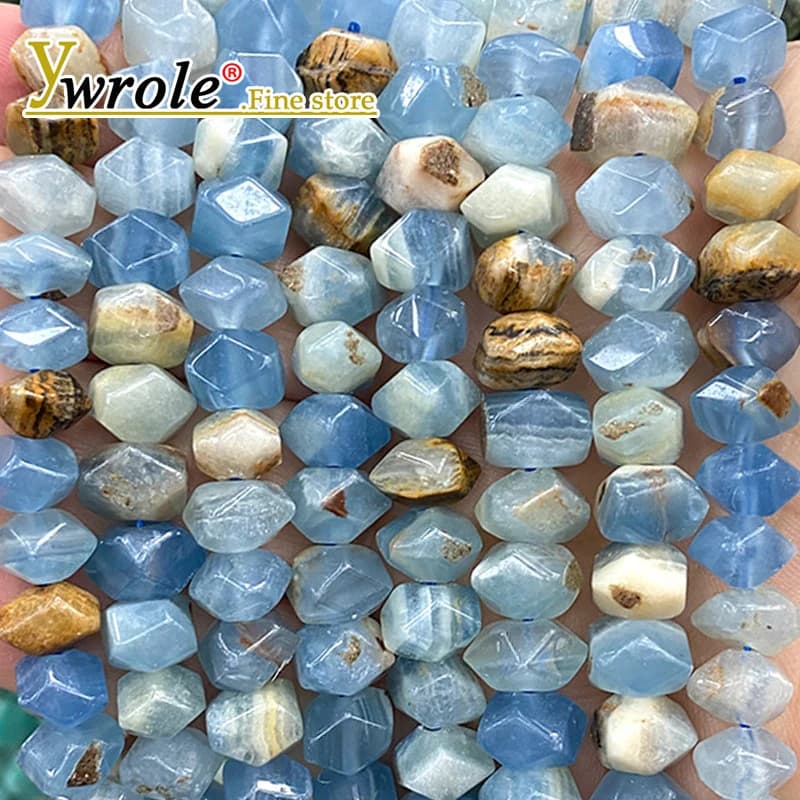 Gemma ruvida lavorazione rondelle calcite blu pietra naturale perline spaziale sciolte per la creazione di gioielli accessori per ciondoli braccialetto fai da te