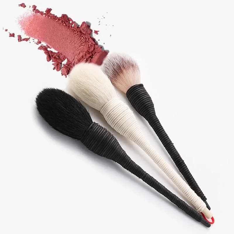 Pennelli per trucco piatti in rattan di lana di capra Pennello per fondotinta professionale per fard in polvere sciolta per pennelli per trucco di bellezza