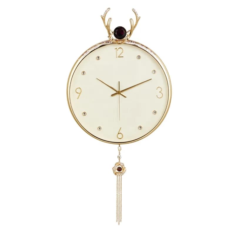 Corna di metallo elettrolitico Design Orologio digitale decorativo in cristallo Mobili in stile moda Orologio da parete per soggiorno Pendolo