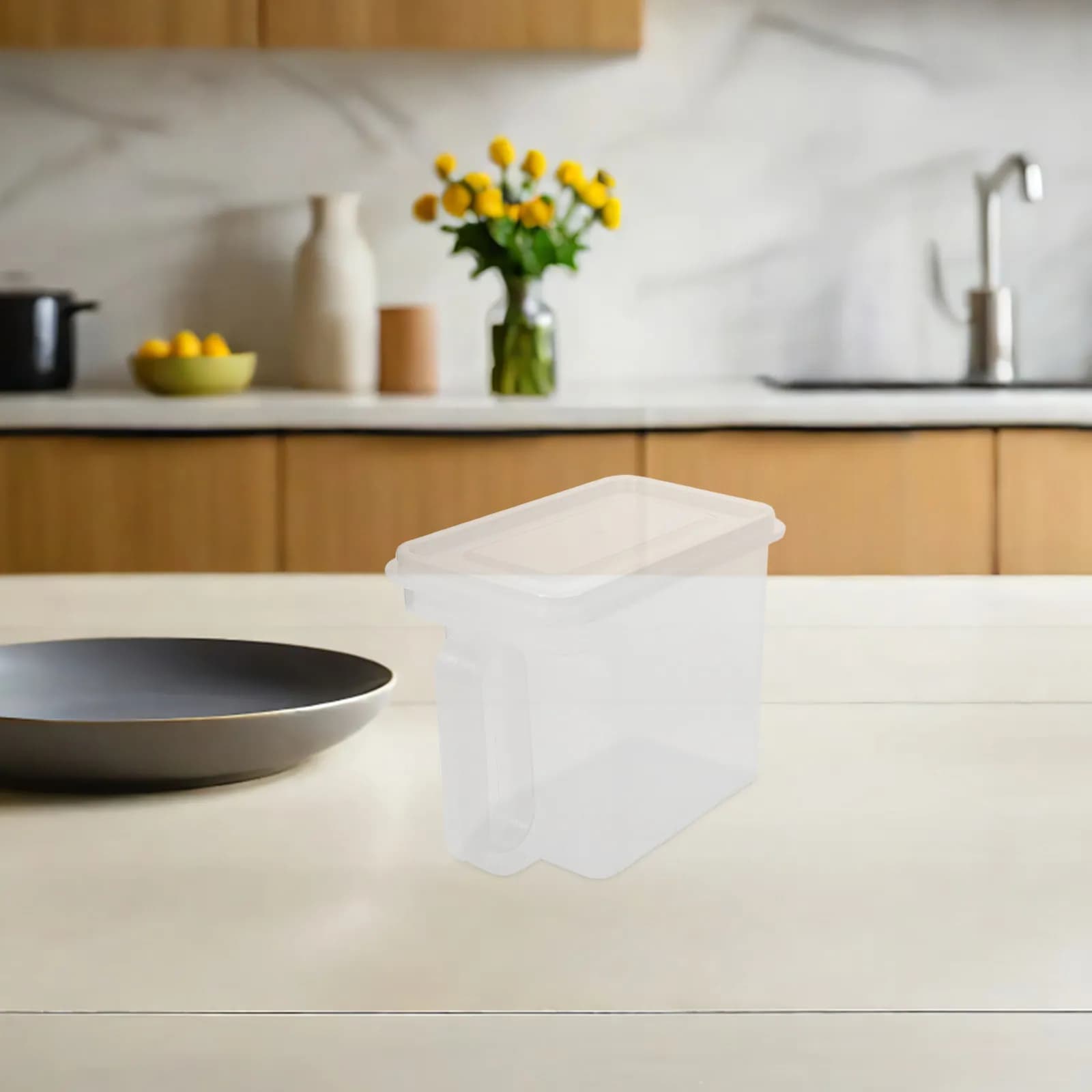 2Pcs Transparent Food Storage Containers Airtight Plastic Pantry Bins Clear Cereal Holder Buckets for Flour Rice Grains Spices