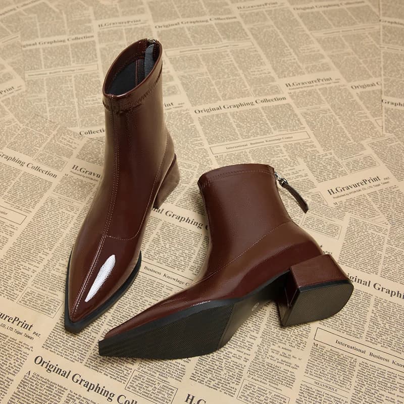 Women boots slimming vintage spring autumn woman concise short heel Botas Zapatos De Mujerr
