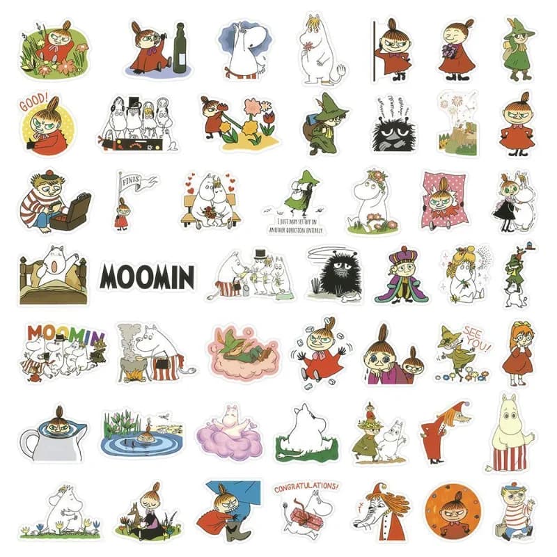 50PCS Muming Hippopotamus Stickers Cartoon Personalized Creative Handbooks Material Stickers DIY Computer Decoration Small Gifts