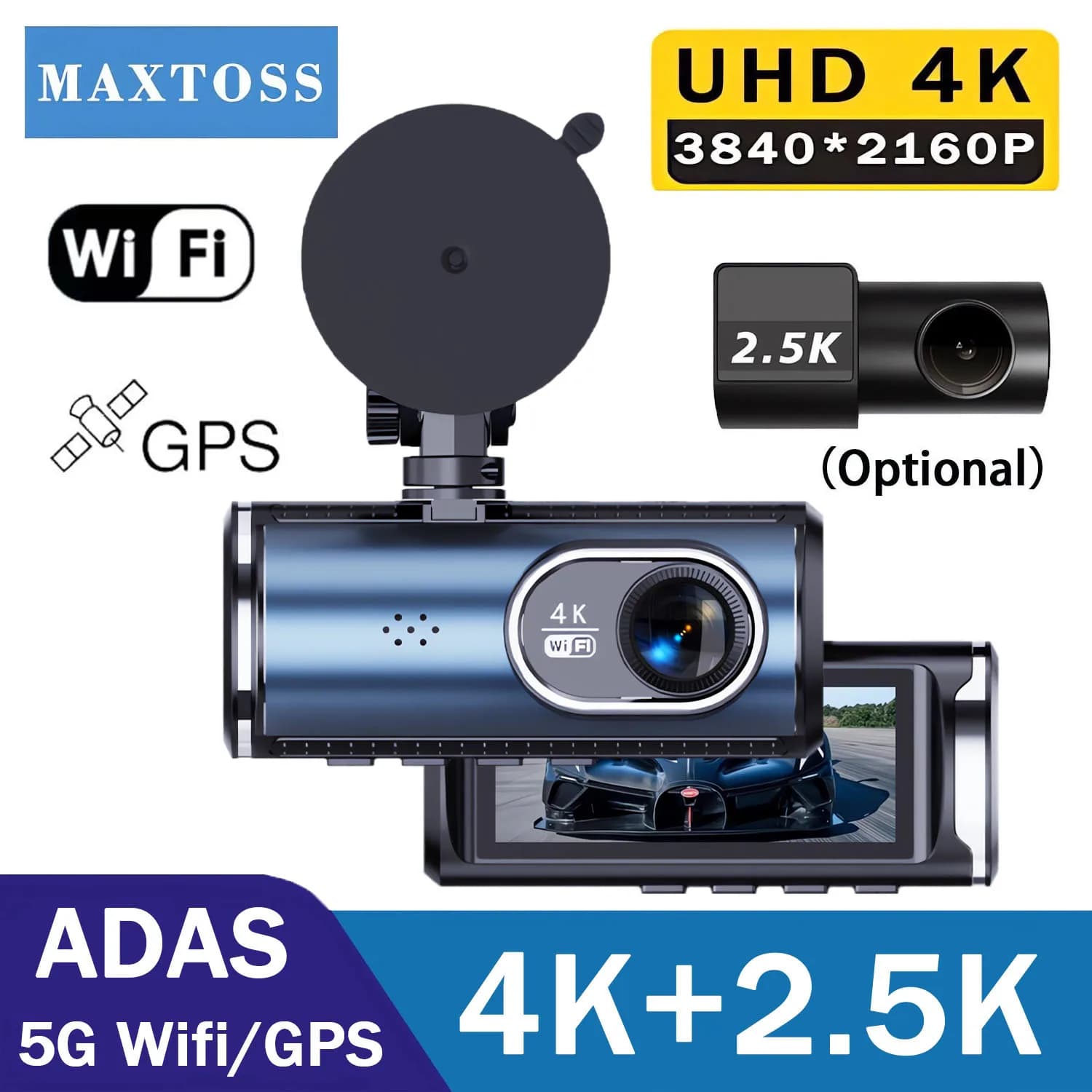 UHD 4K 3840*2160P Dash Cam WiFi GPS Anteriore 4K Posteriore 2.5K DVR Videoregistratore 24H Visione Notturna Dash Cam Telecamera Per Auto scatola nera