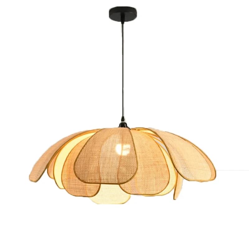Lampadario di loto intrecciato a mano moderno nordico retrò Sala da pranzo Camera da letto Soggiorno Apparecchi di illuminazione Lampada da studio Lampada da fiore E27