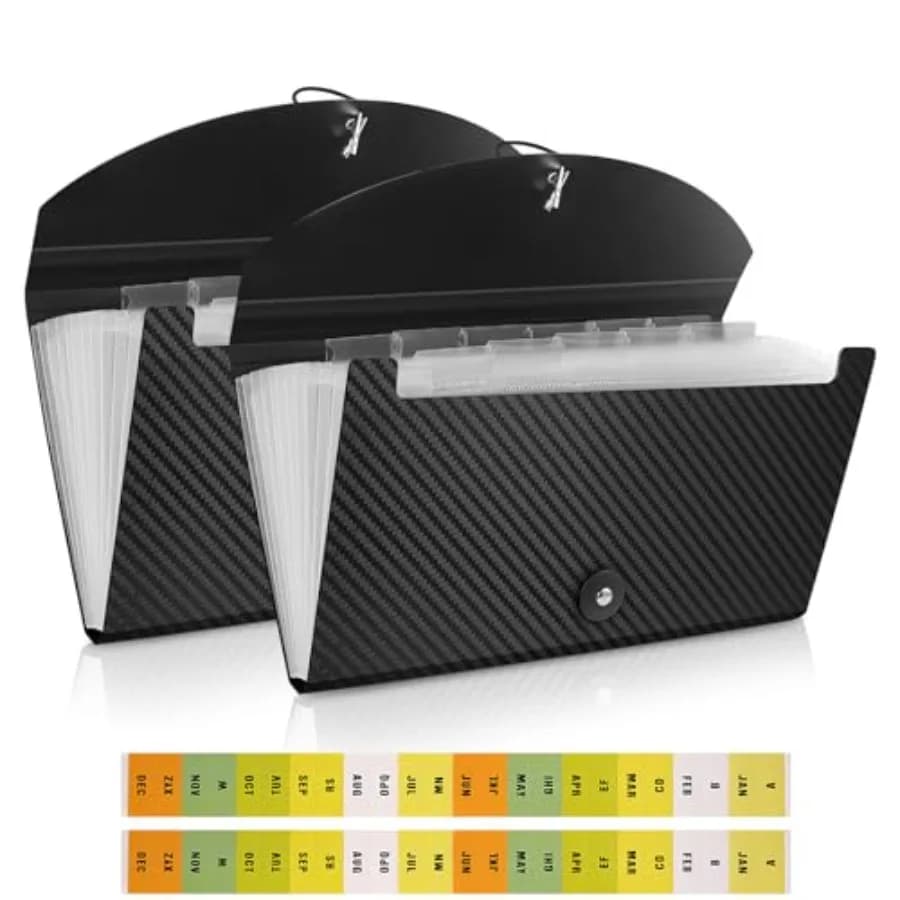 Expanding Accordion File Folder with Tabs and Elastic Closure, 13 Pocket File Organizer for A4 Documents, Receipt and Bill Orga