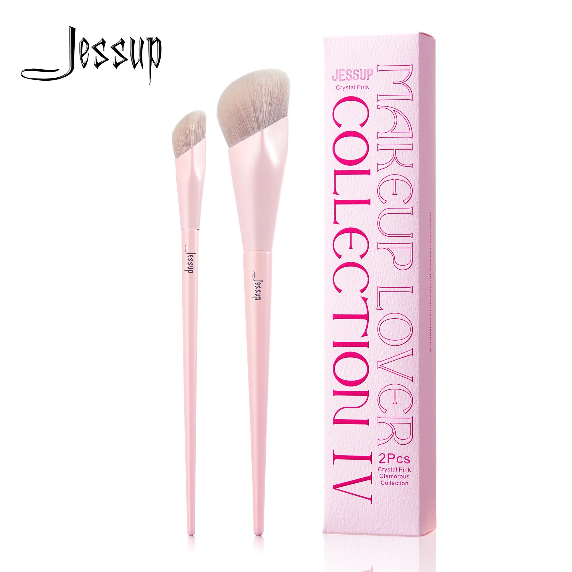 Jessup pennello per fondotinta e pennello correttore, Set di pennelli per trucco rosa 2 pezzi pennelli per viso sintetici Premium trucco, T497