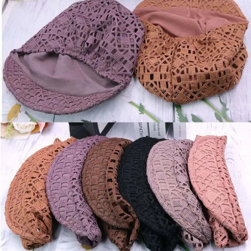 Flower-shaped cap excavated Embroidery Scarf Wrapy Women's baseball cap Wide-seater Berretti breathable turban Hat Autumn Summer