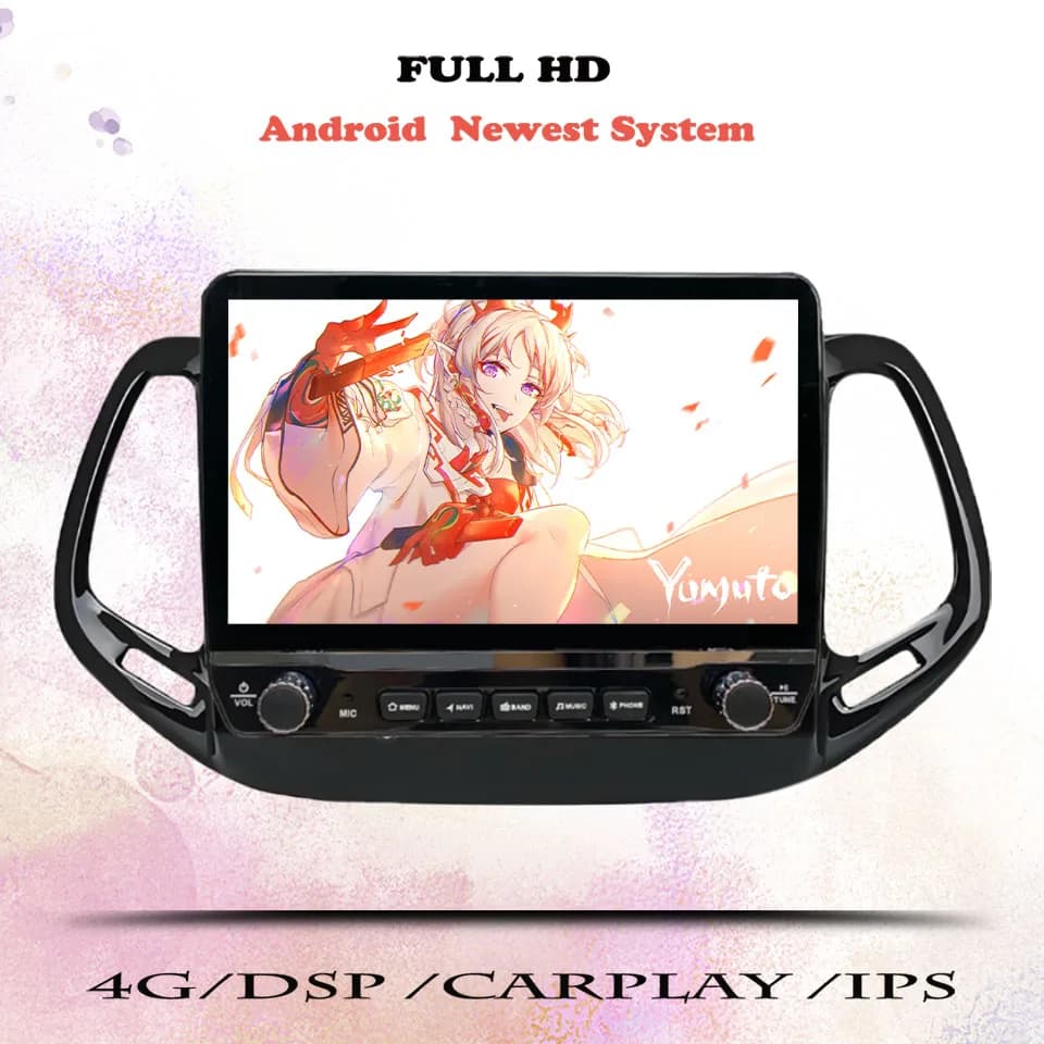 Autoradio Android 14 con 8GB di RAM, lettore DVD video, navigatore GPS per Jeep Compass 2016 2017 2018, sistemi intelligenti per auto, 4G LTE, Wi-Fi
