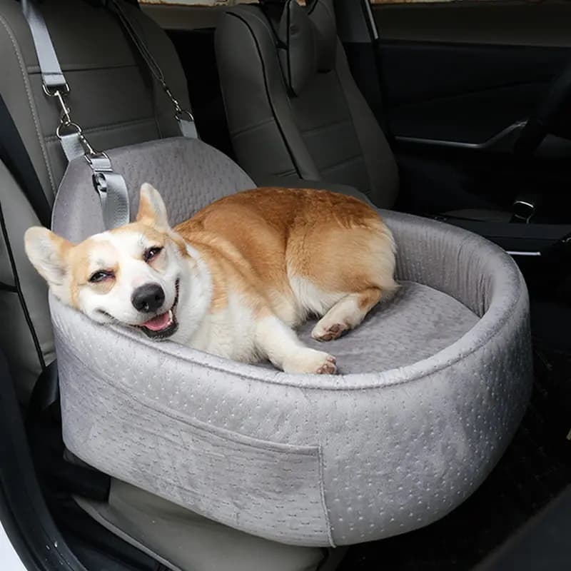 Seggiolino Auto per Animali Domestici con Schienale Rialzato, Cuccia Portatile Lavabile per Cani e Gatti per Viaggi in Auto e Uso Esterno, Trasportino Comodo per Piccoli Animali