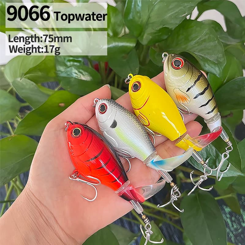 17g 75mm Whopper Plopper Lure Wobblers da pesca con coda rotante Esca artificiale Topwater Prop Bass Lure Acqua salata Crankbait