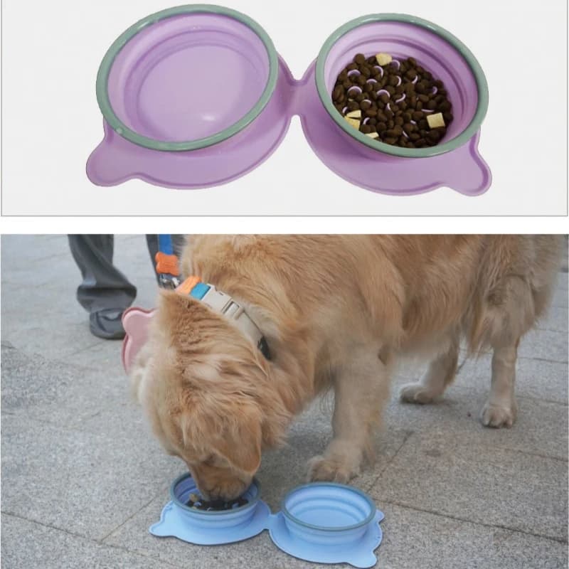 Nuova Ciotola Pieghevole per Viaggi con Animali Domestici, Ciotola in Silicone per Cani e Gatti, Non Tossica, Portatile, Dispenser di Cibo per Esterni