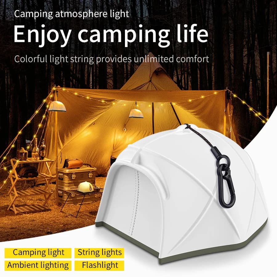 Ricarica USB LED Outdoor Camping Light 10M Colorful Tape Measure Light Portable Camping Tend Atmosphere Light Gadget all'aperto